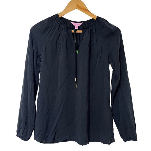 Lilly Pulitzer‎ Lightweight Willa Top Size XS Black Onyx Black Vacation Resort